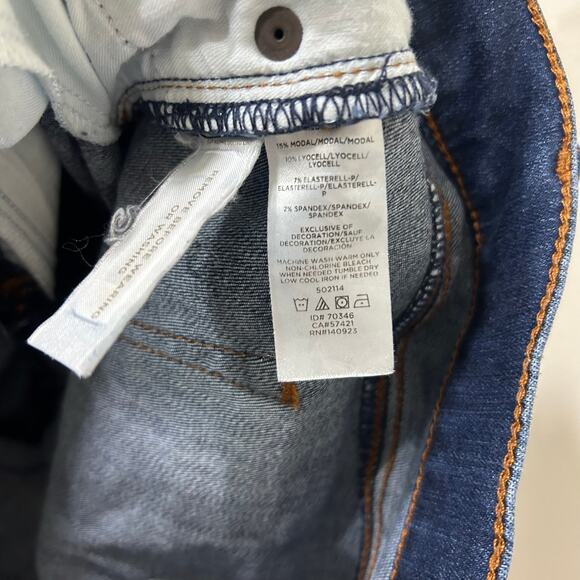 Loft Womens Sz 31/12 Modern Skinny Dark Wash Raw Cropped Hem High Rise Jeans - Picture 5 of 6